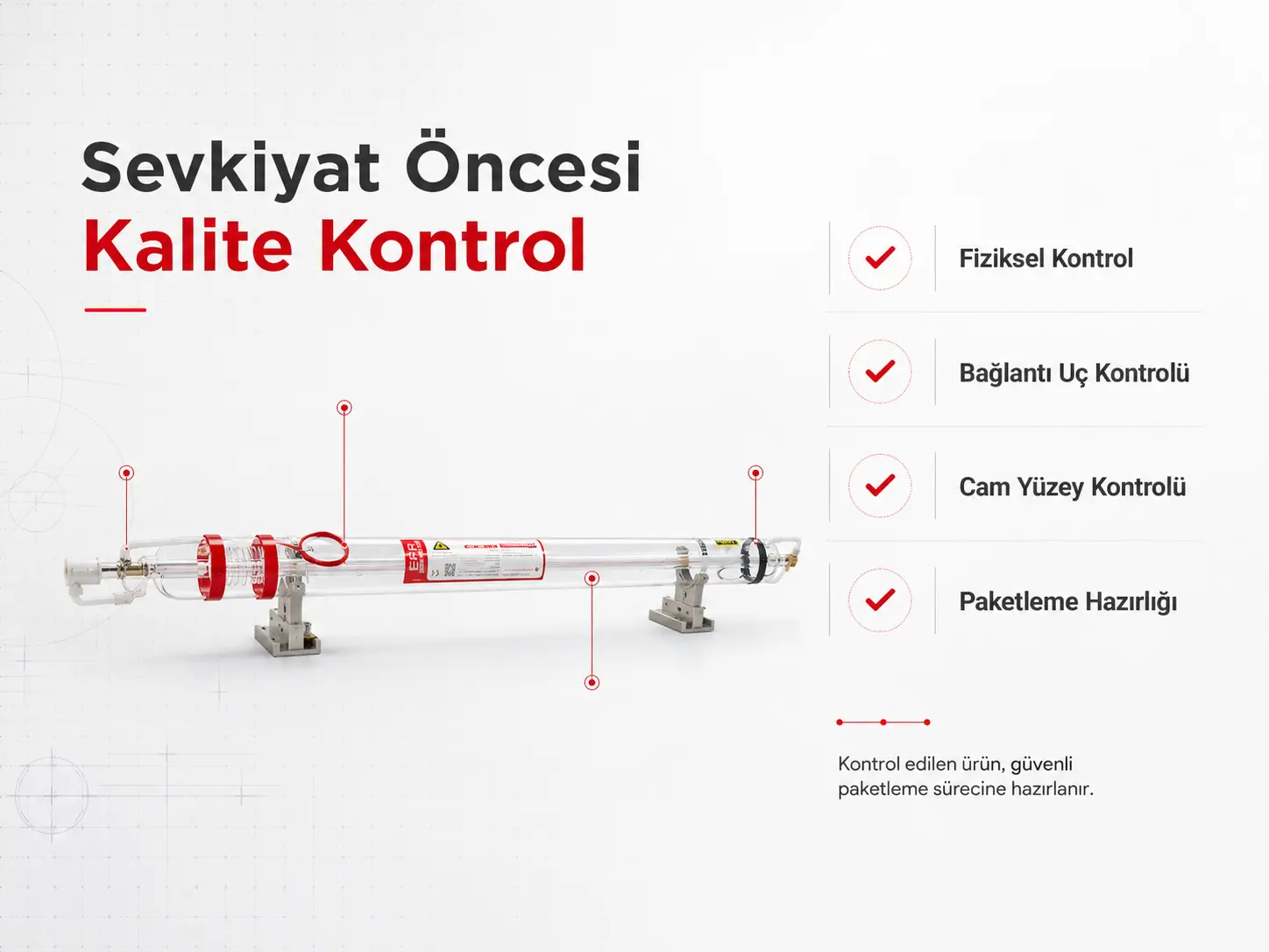 EFR CO2 lazer tüp kalite kontrol süreci görseli