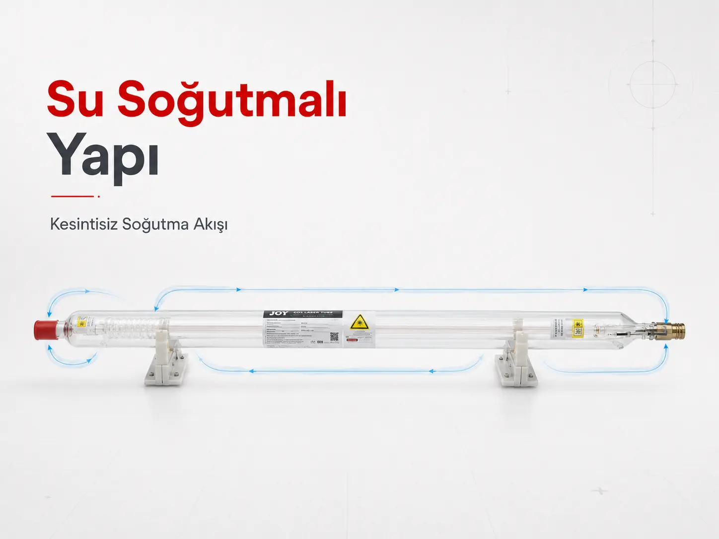 JOY CO₂ lazer tüp su soğutmalı yapı görseli