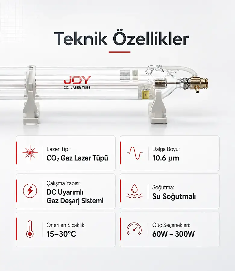 JOY CO2 Cam Lazer Tüp (Karbondioksit Lazer Tüp) - 9